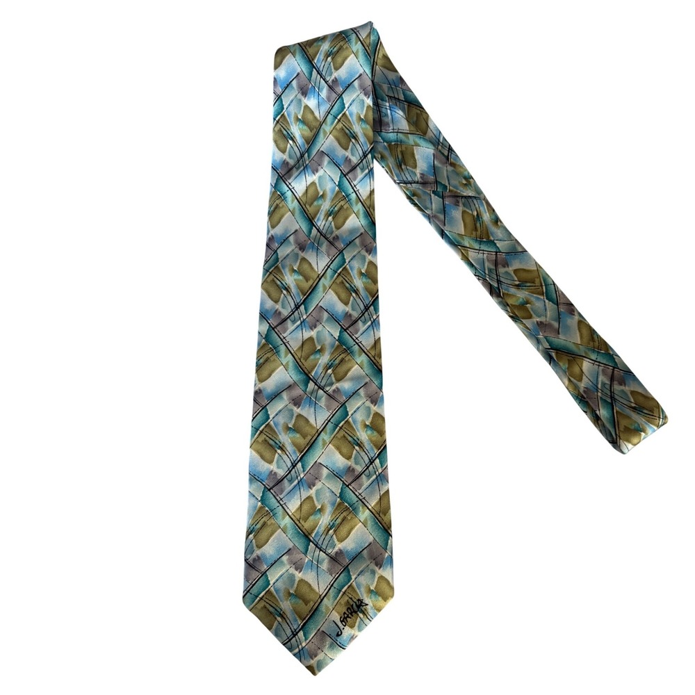 Vintage J Garcia Northern Lights Collection Silk Necktie Neck‎ Tie Abstract Blue